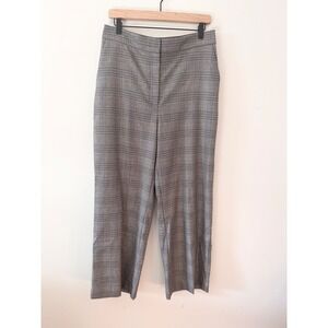Halogen Womens Grey Blue Plaid Wide Leg Trousers Elastic Dress Pants Size 10